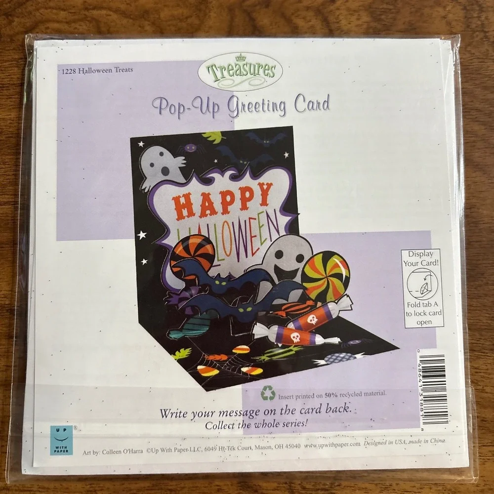 2 Treasures Halloween Pop Up Greeting Cards Pumpkin Candy Treats New‎ Sealed